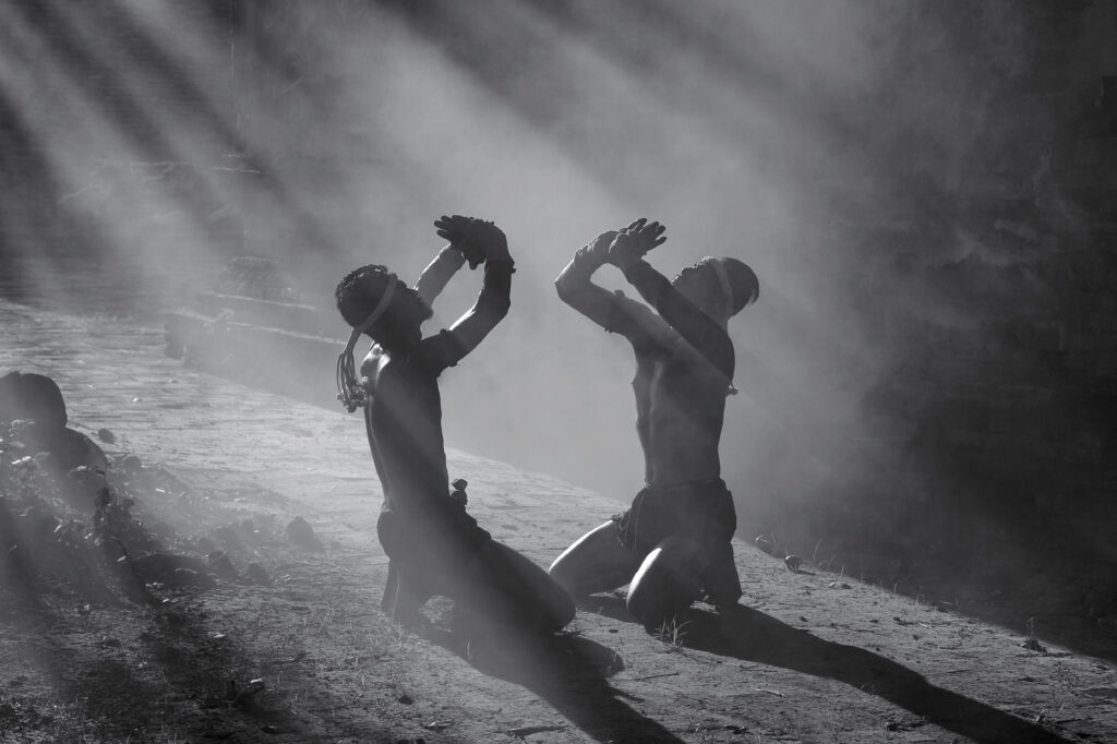 Muay,Thai,,Black,And,White,Thai,Boxer,Training,In,Sunset